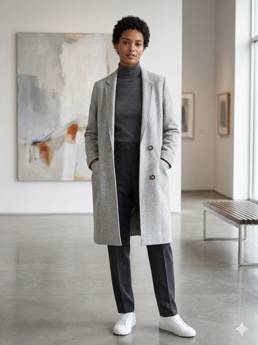 Zara Women's Gray Wool-Blend Long Coat